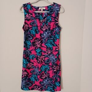Axyeh Golf Dress Floral Tropical Print Sleeveless‎  Pink Blue Small